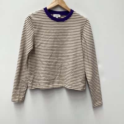 COS Womens  Size M Beige / Black  / Purple long sleeve top