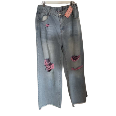 Shein Womens  Size XL Tapered Leg Jeans Blue / Pink  