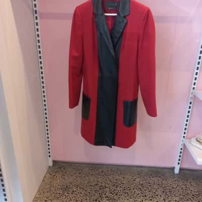 Arthur Gallan size 10 Red jacket with leather trim