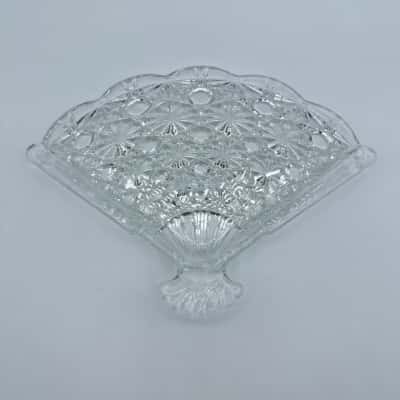 Vintage Avon Clear Glass Fan Trinket Dish