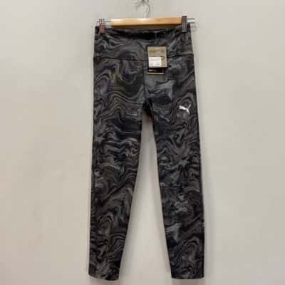 Puma Teen / Junior Size 13 / 14 Swirly 7/8 Leggings Black  / Grey / Pattern 