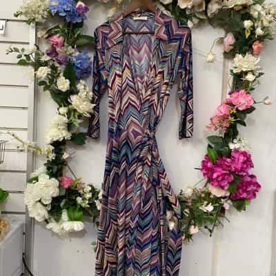 Sacha Drake Womens  Size 16 Long Sleeve Dress / Maxi Dress / Wrap Dress Blue / Green / Multicoloured / Pink  