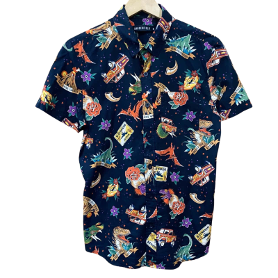 Dangerfield Black Dinosaur Pattern Shirt Size S