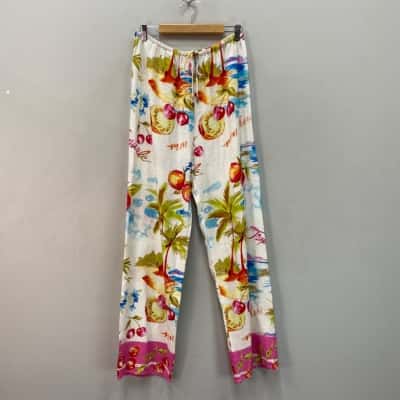 Label of Love Womens  Size L Casual Linen Blend Pants Multicoloured 