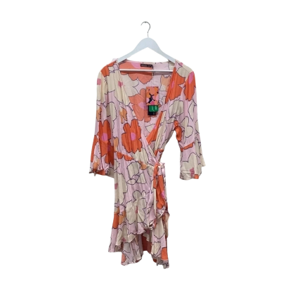 Mister Zimi Gorgeous Pink Florals Wrap Dress Size 16 rrp$159 NEW!
