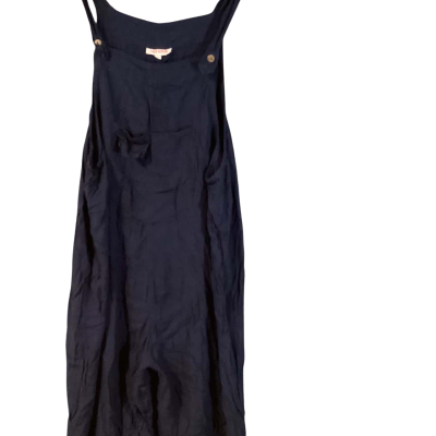 Red lotus linen jumpsuit/overalls Size L Navy Blue 
