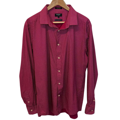 Oxford Mens  Size XL Slim fit Long Sleeve Shirt Pattern / Red 
