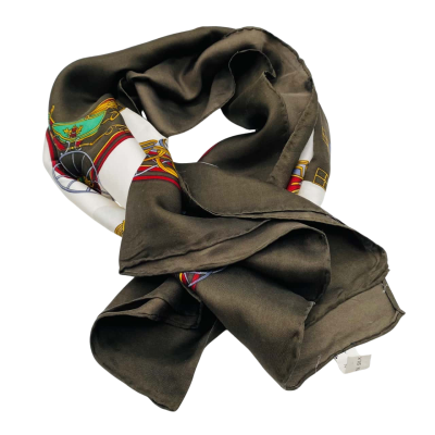  Vintage Womens  Silk Scarf Size M 80 x 80 cm Wagon Pattern