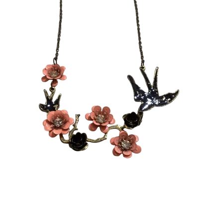  Womens Necklace Black  / Peach 