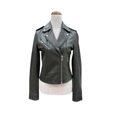 Witchery Womens Zip Leather Jacket Size 6 Rich Green RRP $599.95