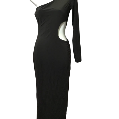 Meshki Womens  Size S Midi Dress Black  one sleeve
