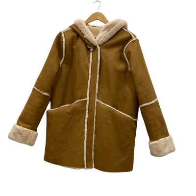 Vila Women's Winter Jacket Size 42 Brown / Cream 