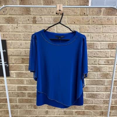 Liz Jordan Womens MESH OVERLAY EMBELLISHED TOP ELECTRIC Size 10 