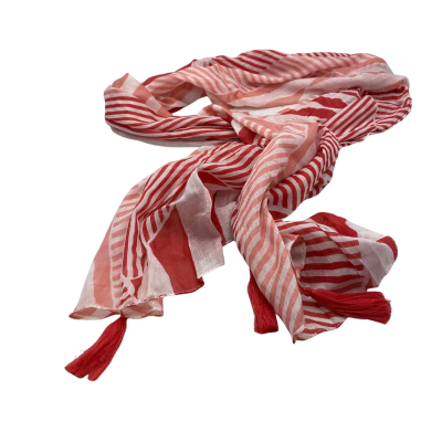 BNWT W. Lane Womens  Scarf Red / Striped / White 50x160cm
