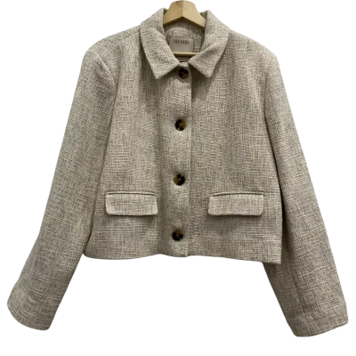 Trenery Womens  Size 18 Cropped Jacket Beige 