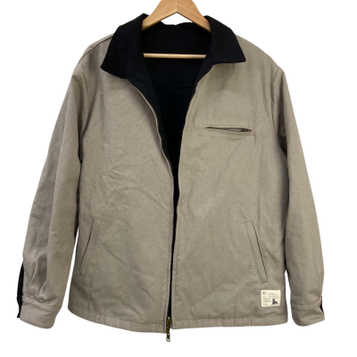 Oli - REVERSIBLE KELPIE JACKET (100% Cotton) - BLACK/STONE - Size L 