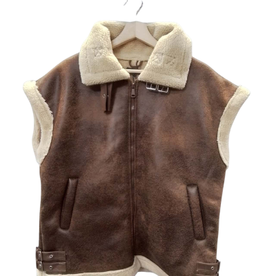 Pretty Little Thing Womens  Size 6 Fleece Jacket Beige / Brown 