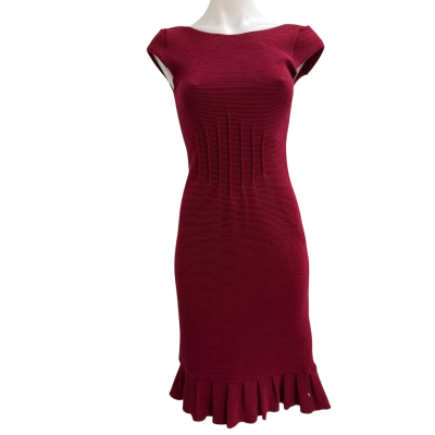 Emporio Armani Womens  Size 42/Small Short Sleeve Dress  Maroon 