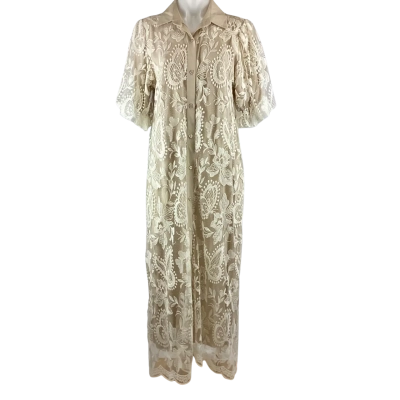 L’amore Button Front Long Dress - Beige Size M 