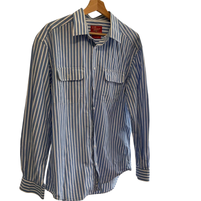 “R.M. Williams” Mens  Size L Long Sleeve Shirt Blue / Striped / White 