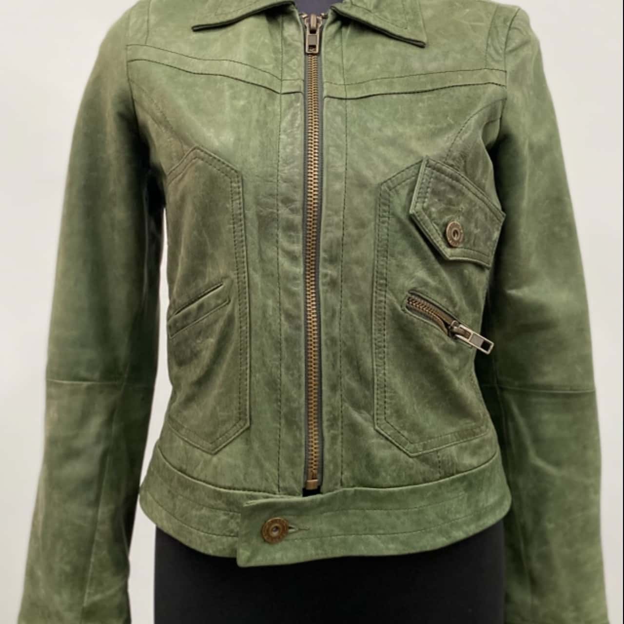 green leather look jacket