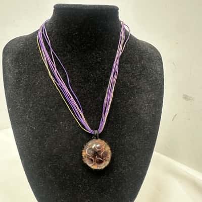 Glass Pendant Womens Necklace / Pendant Gold / Purple 