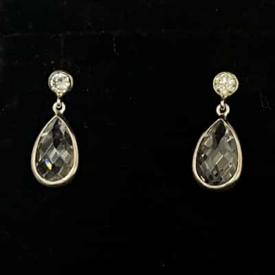 925 Stamped Silver Pear Shaped Drop Earrings