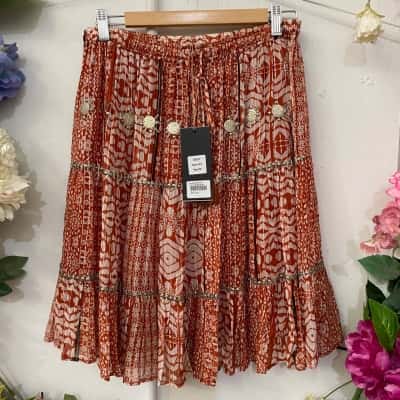Talisman Womens  Size S-M Midi Skirt Burnt Orange 