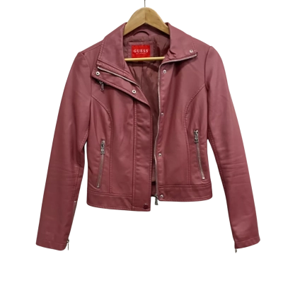 Guess Women’s Rose Mauve Faux Leather Jacket 