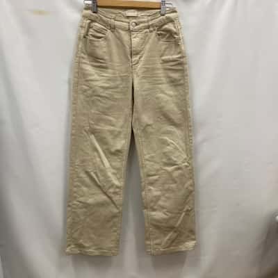 Trenery Women's Cotton Denim Pants Size 6 Beige 