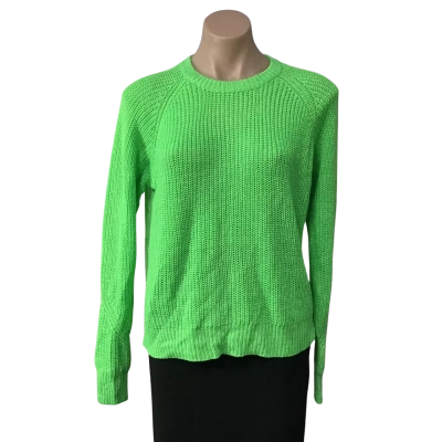 Cue In The City Womens Size L Lime Green Crew Neck Jumper (new)