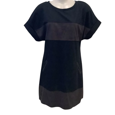 French Connection.  Black Colour-Block Shift Dress.   Size 14 