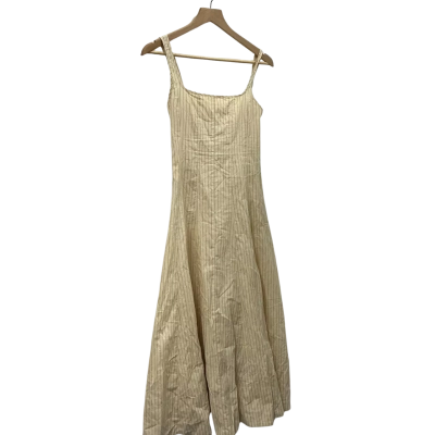 Dissh Womens  Size 6 Cream Striped Midi Dress 100% Cotton 
