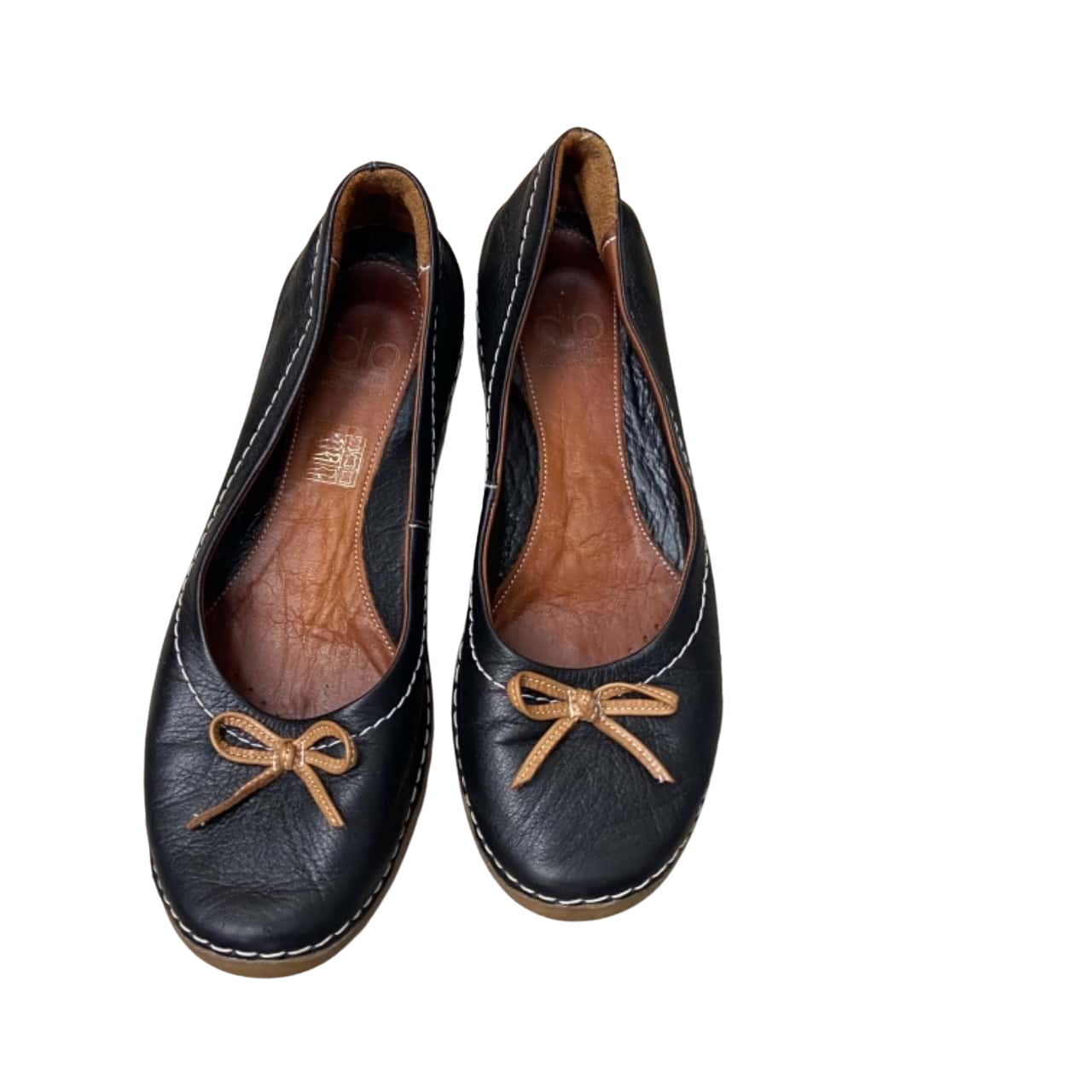 Donna Piú Womens Flats Size 38 Black/ Brown Leather (s)
