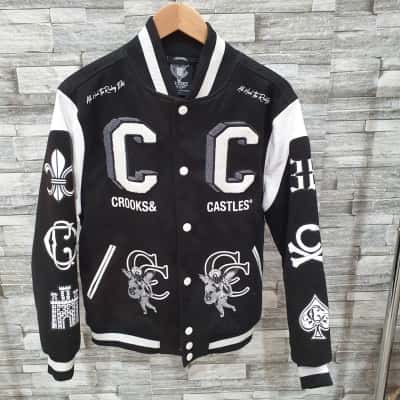  Unisex Size S Bomber Jacket Black  / White 