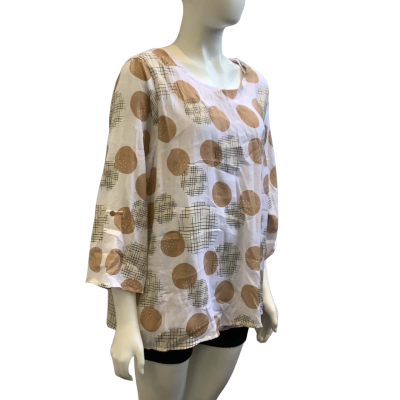  Brand New W. Lane Womens Size 16 Spot Print Top White / Natural