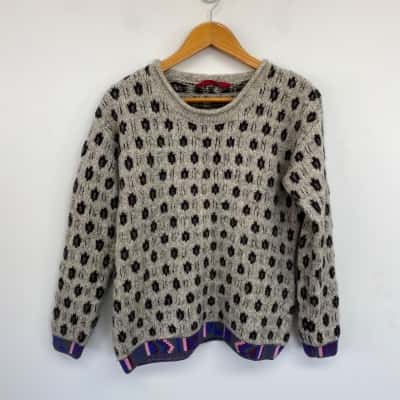 Tigerlily Grey Print Knit Jumper  Size S