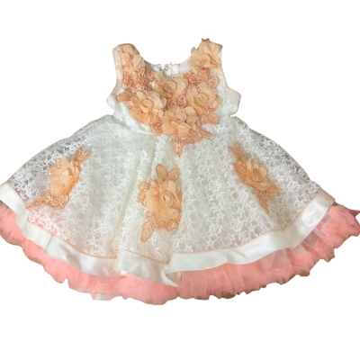 Girls Size 1-2yrs Peach / White Special Occasion Dress