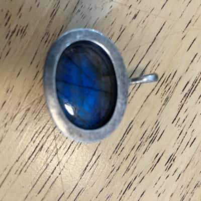 Labradorite Pendant -Blue Flash - silver tone
