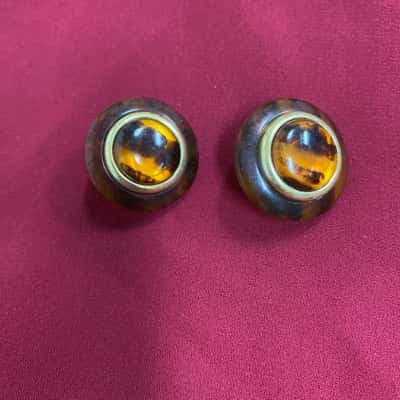  Womens Vintage Tortoiseshell Pattern Clip On Earrings