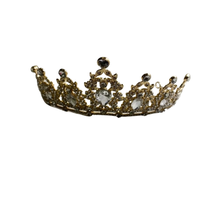  Vintage-style Gold Baroque Crystal Tiara 