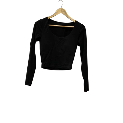 Muscle Republic Motion Scoop Size 12 / M Cropped / Long Sleeve Top Black  