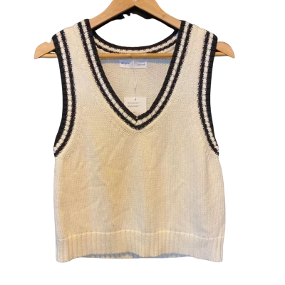 Supré Mens Black  / White Reece V-neck Knit Vest