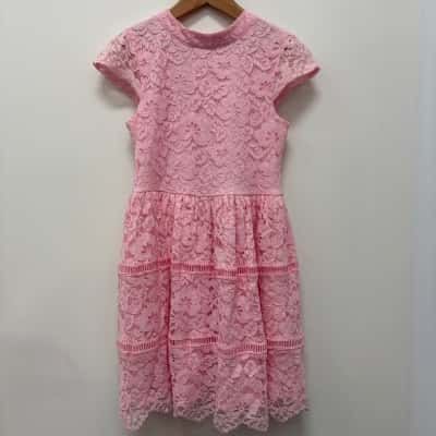 Origami Size 10 Girls Pink Lace Cap Sleeve Dress