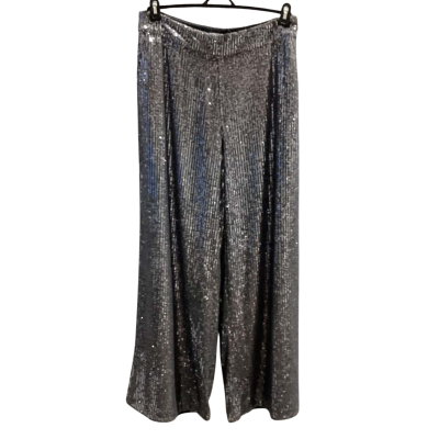 BNWT Witchery Womens  Size 12 Wide Leg Pants Silver Sequined  Side Zipper  RRP $249.95     HTH1