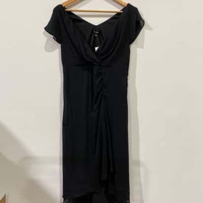 Liz Jordan Drape Front Dress Womens  Size 12 Black  RRP$159.95