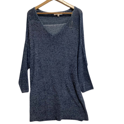 Noni B Womens 3/4 Sleeve Top metallic mesh (i)