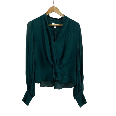 Witchery Womens  Size 14 Twist Front Blouse Petrol Green