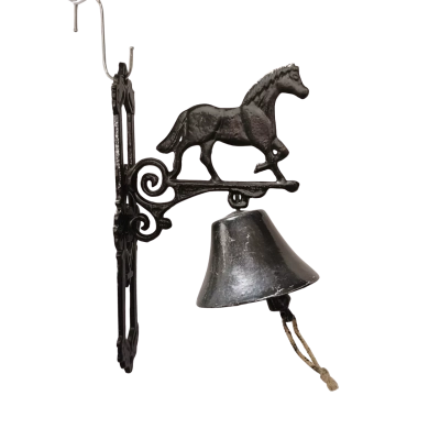 Cast Iron Horse Door Bell /Farm Sign In Perfect Condition With Loud And Tuneful Ringtone - 34cm Long Mounting Plate  (JK1)