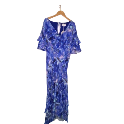  Womens  Size 16 Maxi Dress Black  / Blue / Pattern 